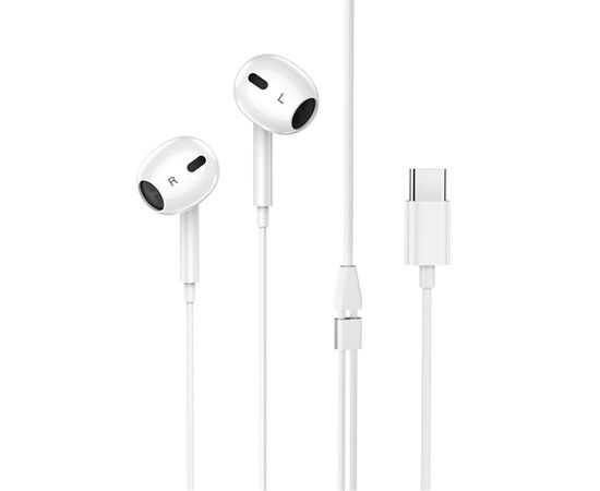  Проводные наушники с микрофоном вкладыши Hoco M101 Max Crystal Type-C  (white) (235082) 