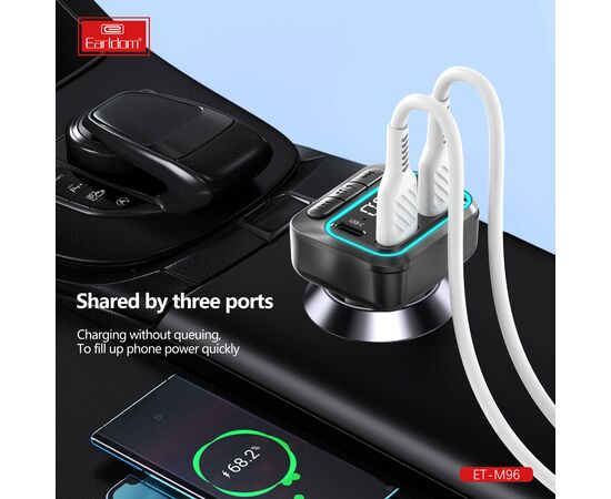  ФМ модулятор (2USB выхода + USB-C, Bluetooth) Earldom ET-M96 