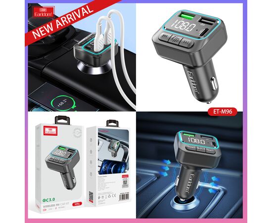  ФМ модулятор (2USB выхода + USB-C, Bluetooth) Earldom ET-M96 