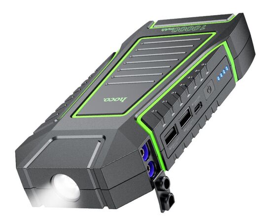  Пускозарядное  устройство для автомобиля HOCO QS1  10000 mah+ car для  аварийного завода машины /In Type-C 3 A/Out USB 1-2 2.4 A/18w/12V черная 