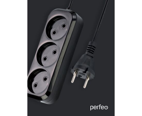  Сетевой удлинитель без заземления Perfeo "RU POWER", 7,0м, 3 розетки, чёрный (Р16-012) 