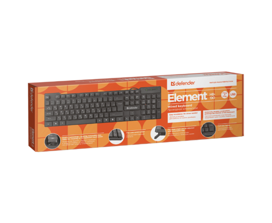  Клавиатура Defender Element HB-190 Black, USB, 104кн, 1.5м 
