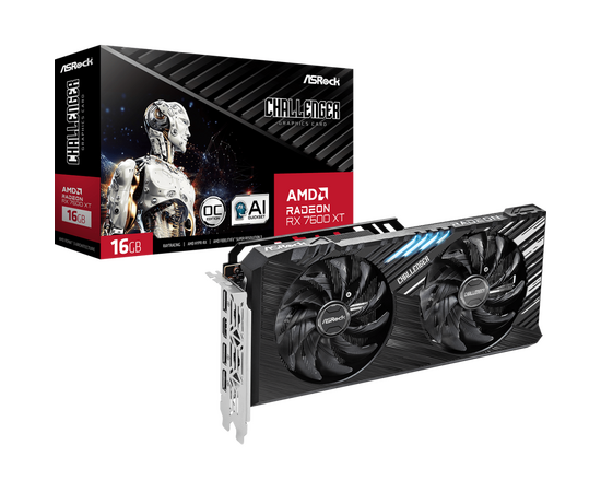  Видеокарта ASRock RX7600XT Challenger (RX7600XT CL 16GO) 16GB OC GDDR6 128-Bit HDMI DPx3 2Fan RTL 