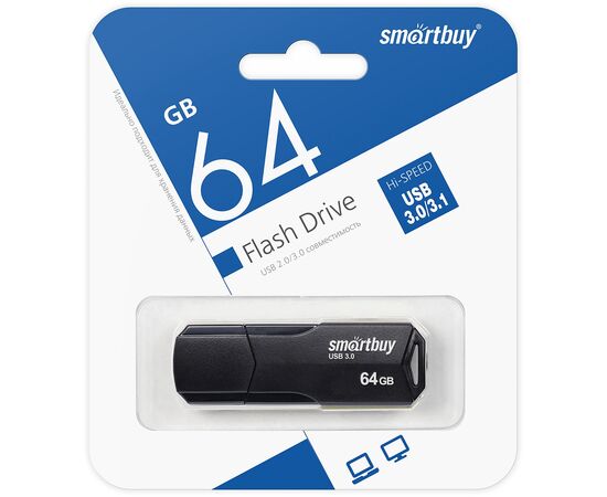  Флэш накопитель USB 64 Гб Smart Buy CLUE 3.1 (black) (224729) 