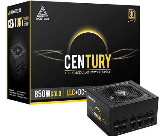  Блок питания Montech Century 850W / ATX 2.43, APFC, 80 Plus Gold, Full Bridge LLC, DC-DC, Japan caps, 120mm fan, full modular 