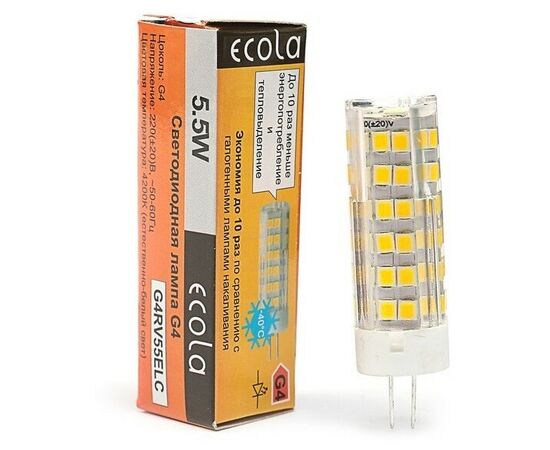  Лампа светодиодная ECOLA G4 5,5W Corn Micro 220V 4200K 320° 57x16 (100/500) 