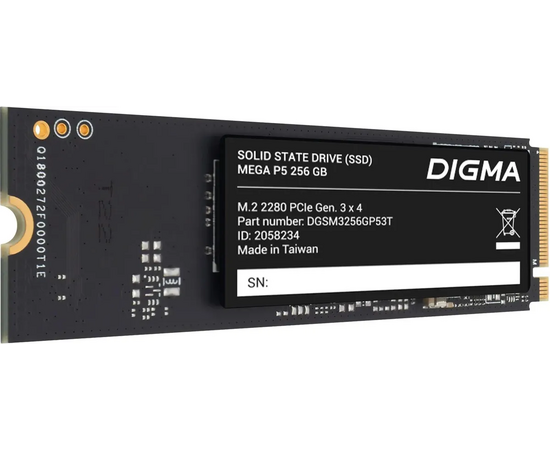  SSD Digma Mega P5 DGSM3256GP53T 256GB PCIe 3.0 x4 M.2 2280 