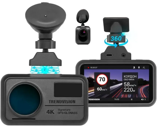  Видеорегистратор TrendVision TDR-725 Real 4K 2CH черный 