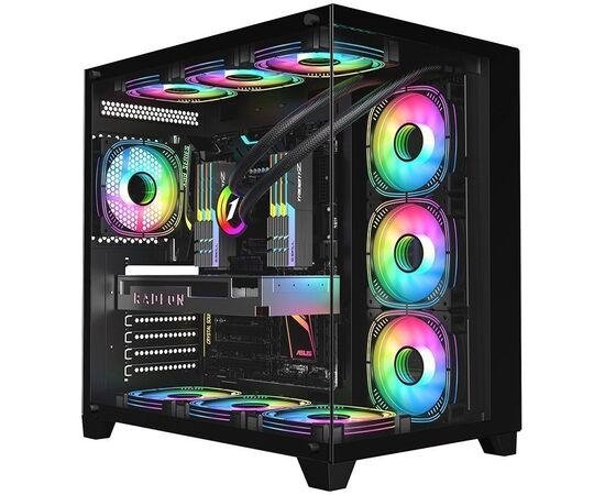  Корпус 1STPLAYER Megaview MV8-TP (MV8-TP-BK) Black / ATX 