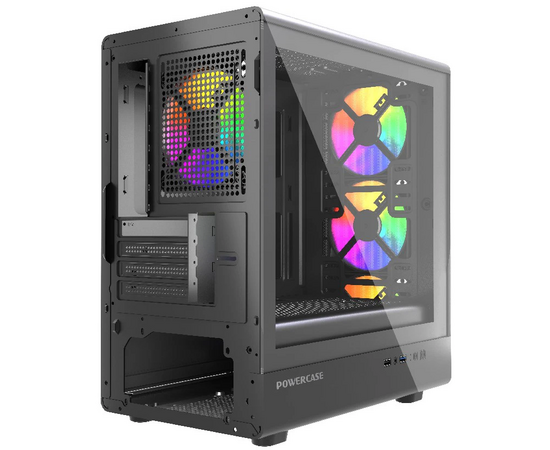  Корпус Powercase Mistral Micro C4B ARGB (CMMCB-A4), Tempered Glass, 4x 120mm ARGB PWM Fan, чёрный, mATX 