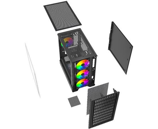  Корпус Powercase Mistral Micro C4B ARGB (CMMCB-A4), Tempered Glass, 4x 120mm ARGB PWM Fan, чёрный, mATX 