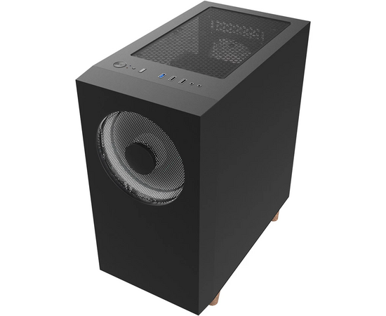  Корпус WIZMAX EM1 Woofer Black без БП M-ATX Mini-Tower, TG, 1x160mm + LED, 1xUSB-A 3.0 2.0, mATX, mITX 