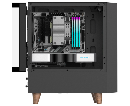  Корпус WIZMAX EM1 Woofer Black без БП M-ATX Mini-Tower, TG, 1x160mm + LED, 1xUSB-A 3.0 2.0, mATX, mITX 