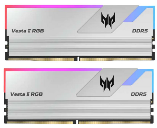  ОЗУ Acer Predator Vesta II RGB 32Gb (BL.9BWWR.331) (2x16) DDR5 6400Mhz CL32 (32-39-39-102) 1.35V Silver 