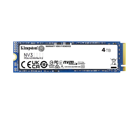  SSD Kingston NV3 SNV3S/4000G, 4000GB, M.2(22x80mm), NVMe, PCIe 4.0 x4, R/W 6000/5000MB/s, TBW 1280, DWPD 0.3 