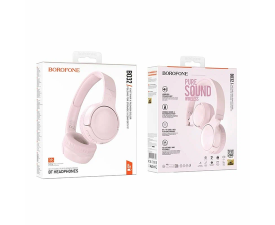  Наушники bluetooth полноразмерные BOROFONE BO32 Show BT headphones (розовый) 