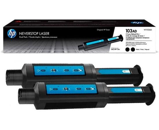  Заправочный комплект лазерный HP 103AD (W1103AD) черный, 2шт., 5000 страниц, оригинальный, для HP Neverstop Laser 1000a/1000w/1200a/1200w 